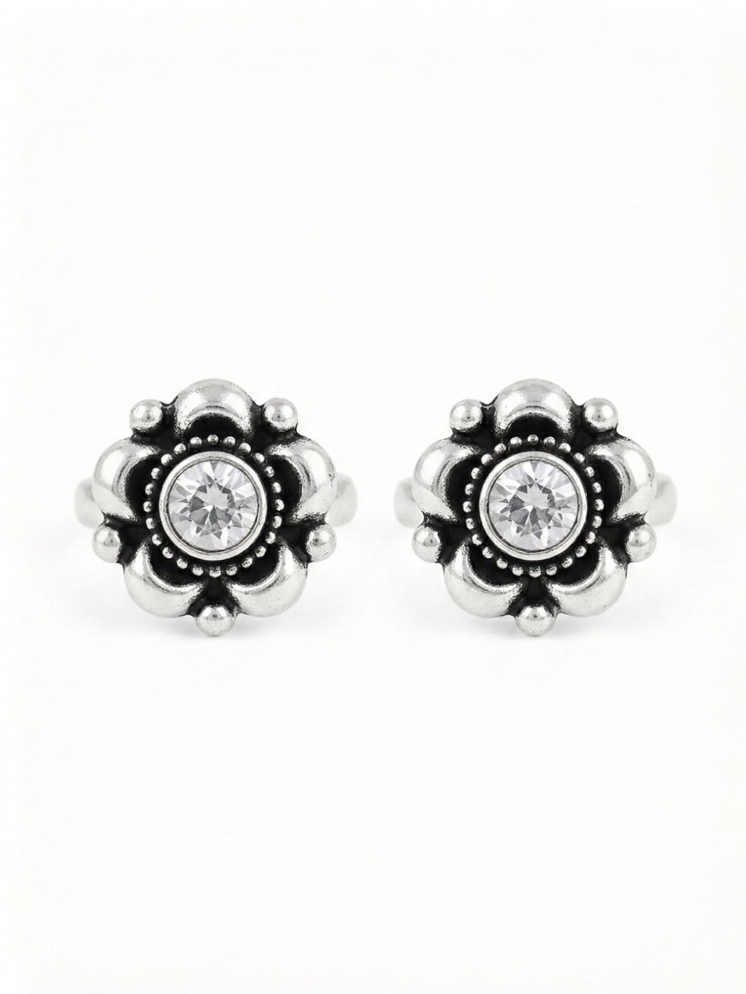 Artistic Flower Pure Silver Toe Rings
