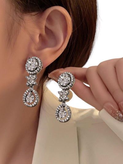 Pear & Round Old Miner Dangle Pure Silver Earring