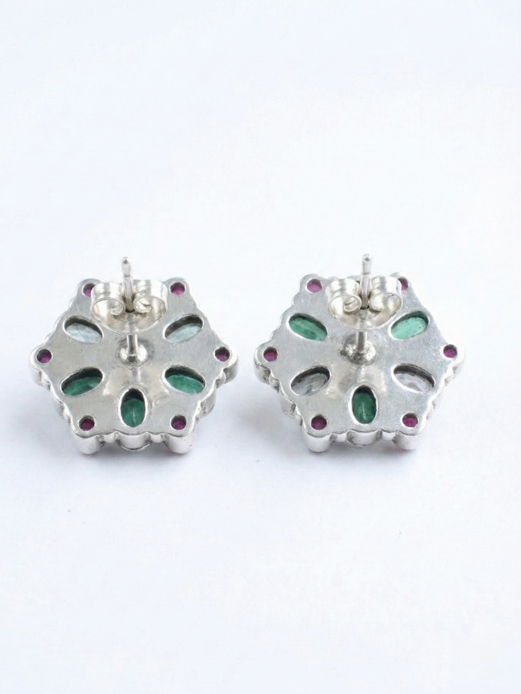 Multi Colorful Floral Pure Silver Earring