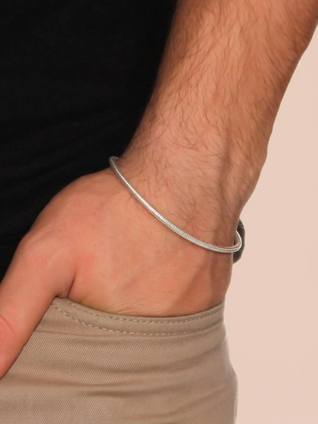 Pure Silver Italian Snake Chain Bracelet for Men