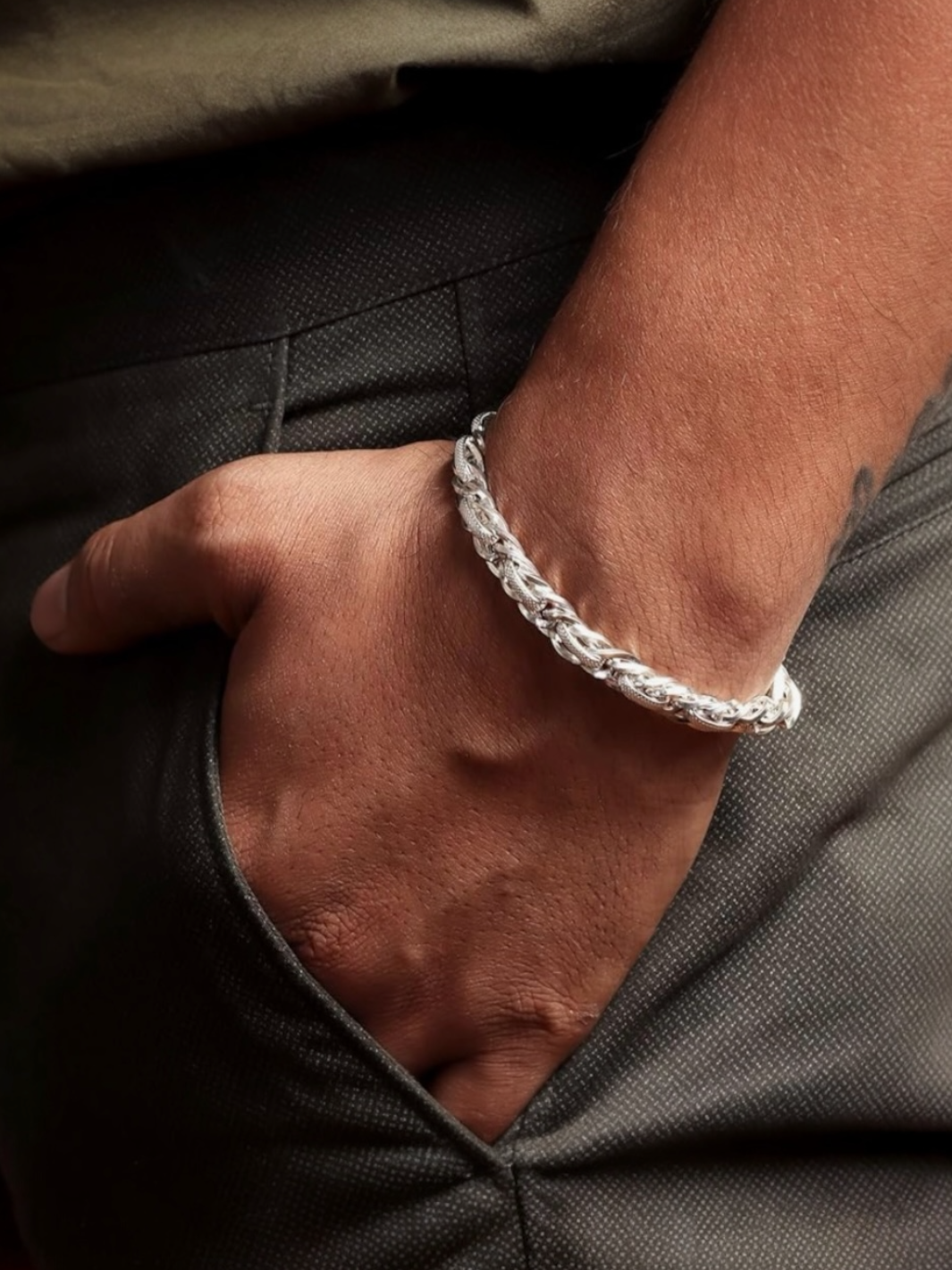 Pure Silver Designer Chain Bracelet for Men