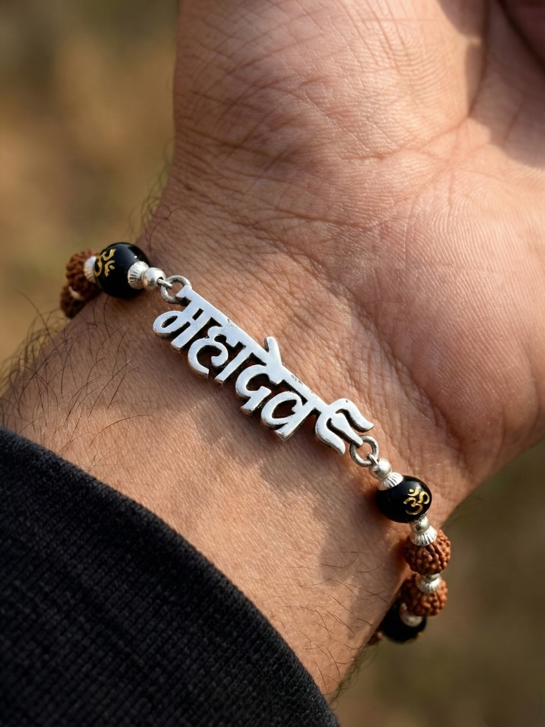 Mahadev Rudraksha Beads Pure Silver Bracelet for Man