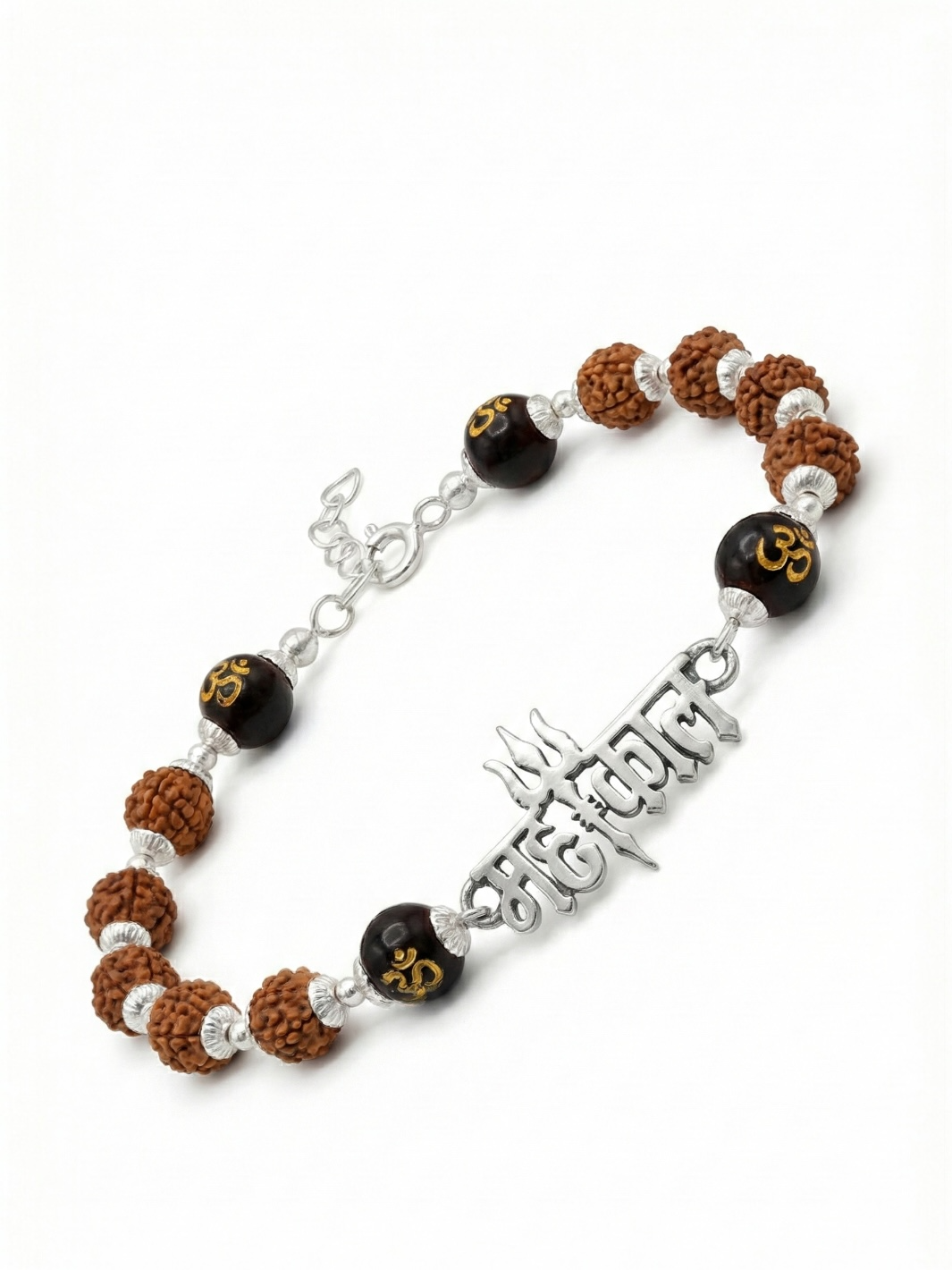 Mahakal Rudraksha Beads Pure Silver Bracelet for Man