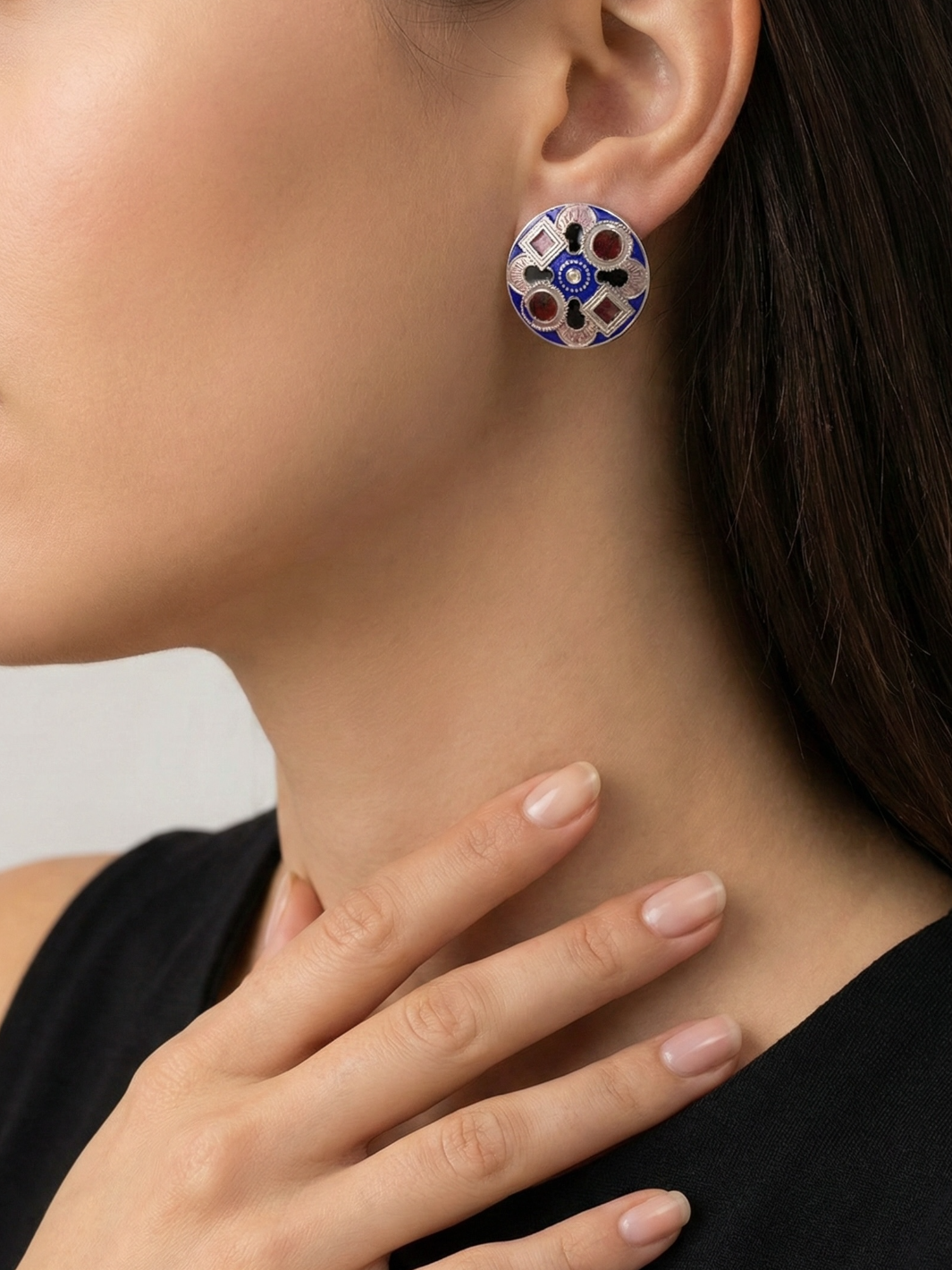 The "Royal Byzantine" Pure Silver Enamel Studs