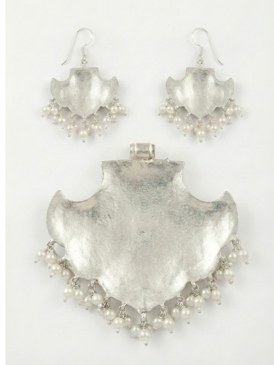 The Meena Blue Floral Pure Silver Pendant Set