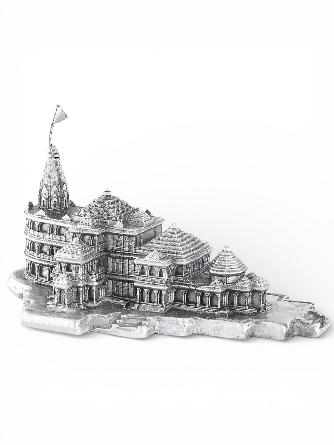 Shree Ram Ayodhya Temple 3D Model in Antique Finish Pure Silver Idol