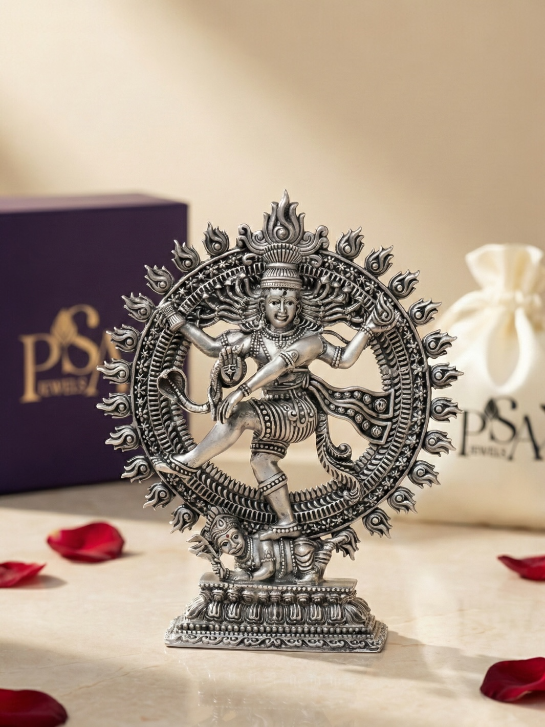 Pure Silver Lord Shiva Shankar Dancing Natraj/Nataraja Antique Finish Idol