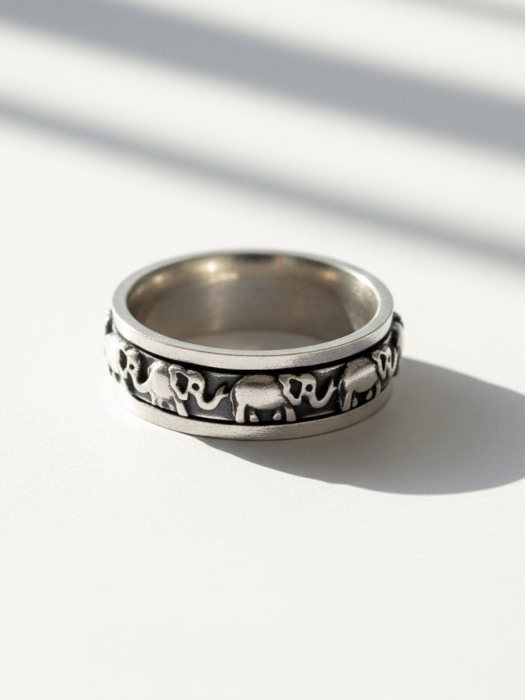 Elephant Family Pure Silver Ring