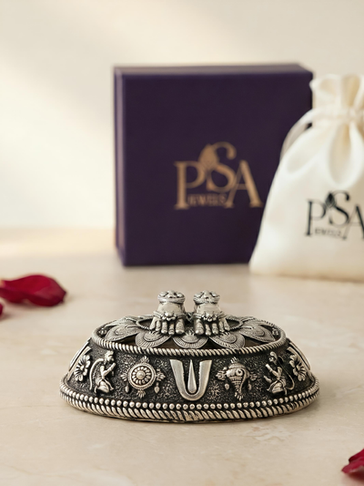Pure Silver Antique Finish Vishnu Padam Balaji Padam Paduka
