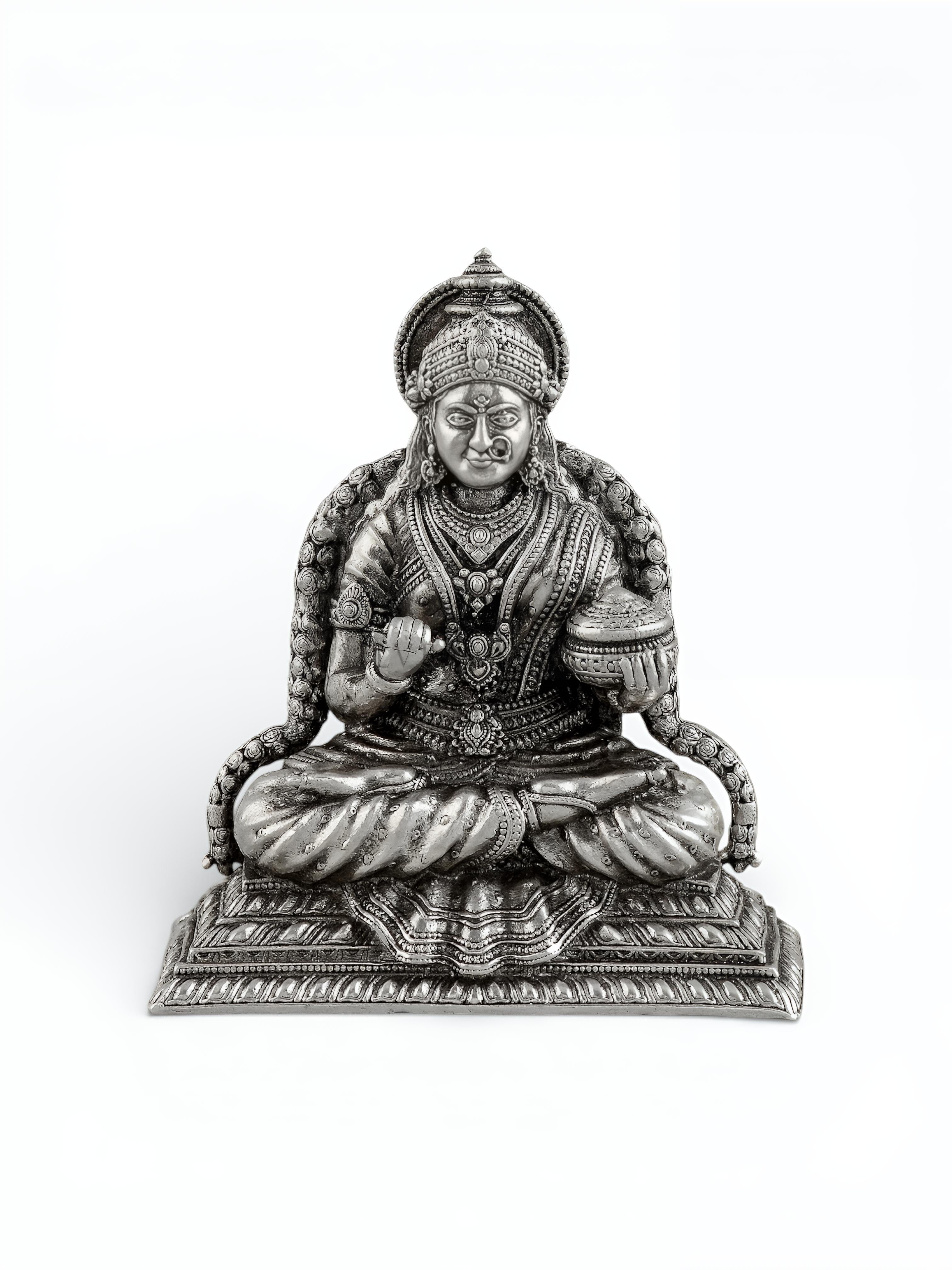 Pure Antique Finish Silver Annapurna Devi Idol