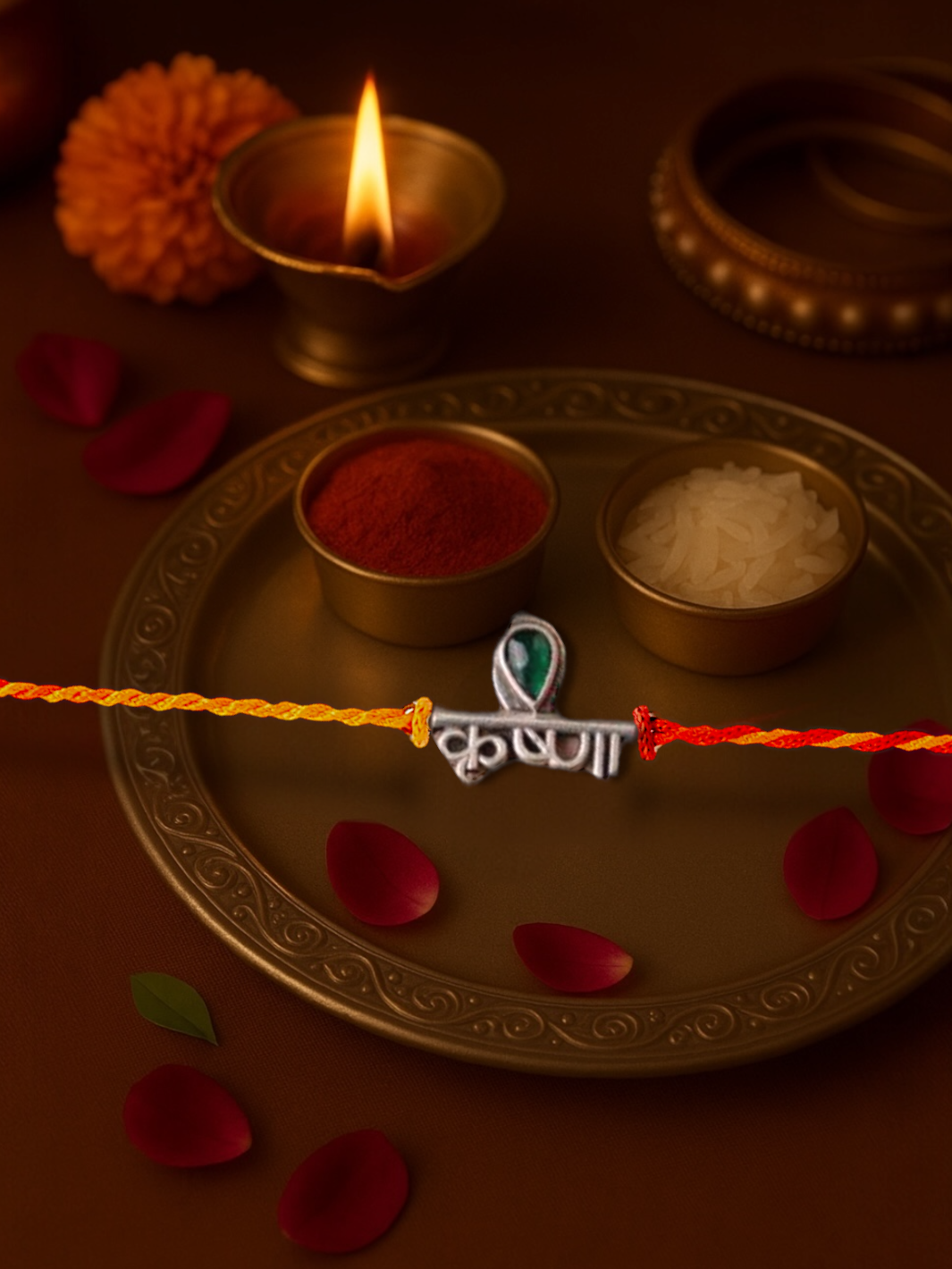 Auspicious Silver Krishna Rakhi