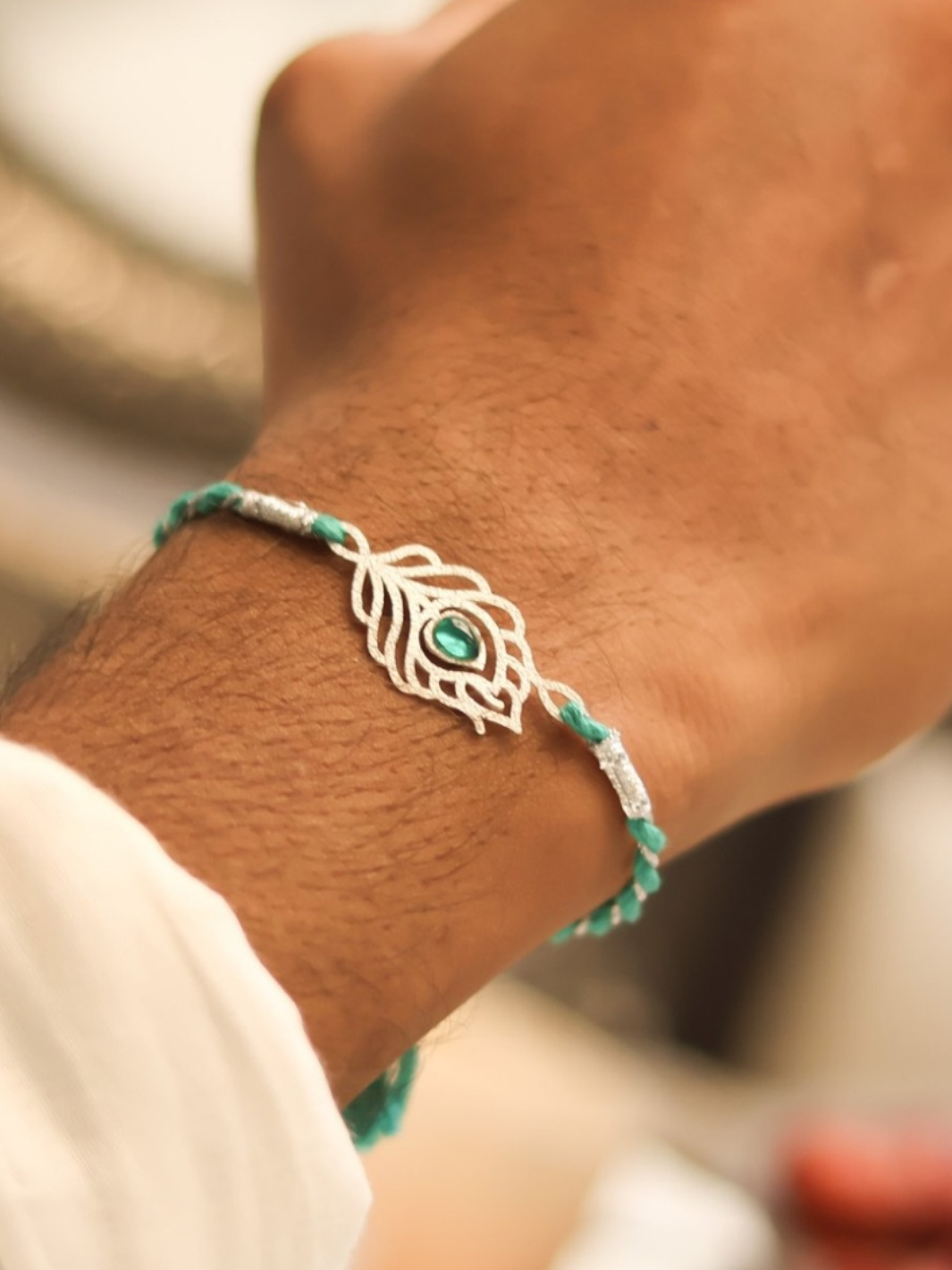 Auspicious Krishna’s Grace Pure Silver Rakhi