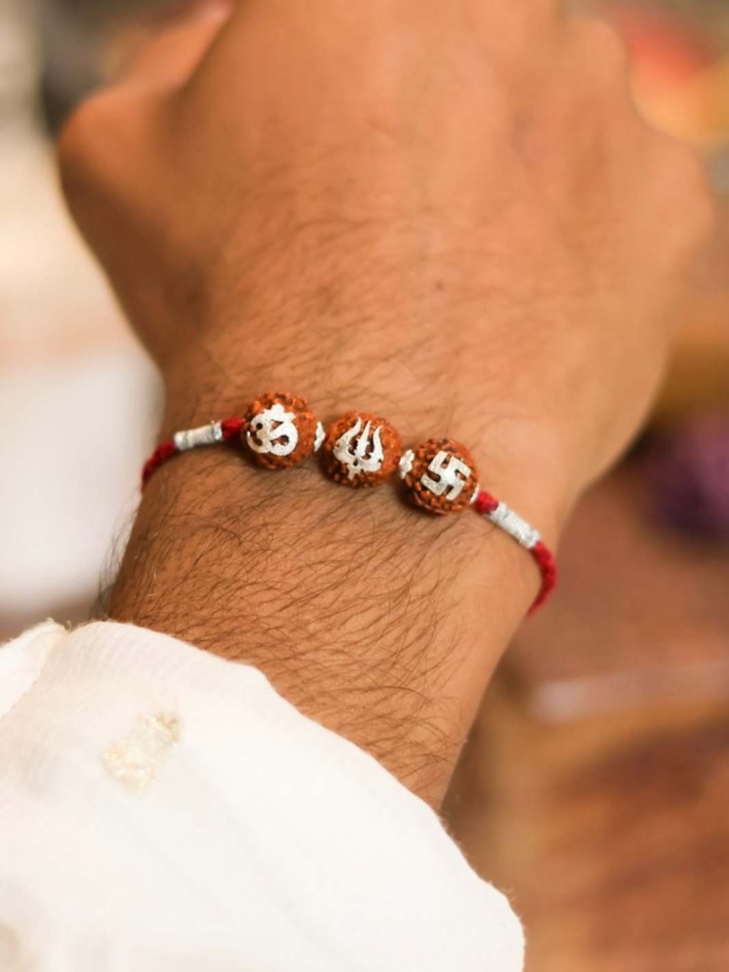 Trishakti Rudraksh Pure Silver Moli Rakhi