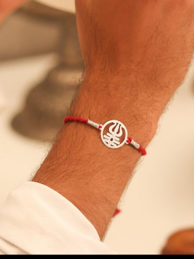 Auspicious Trishul Raksha 92.5 Pure Silver Rakhi