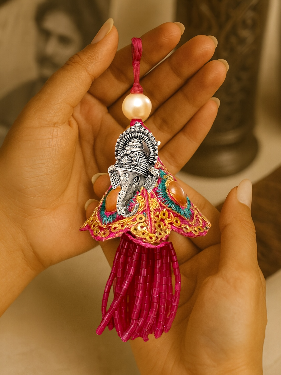 Auspicious Ganesha Pendant Lumba Rakhi for Bhabhi